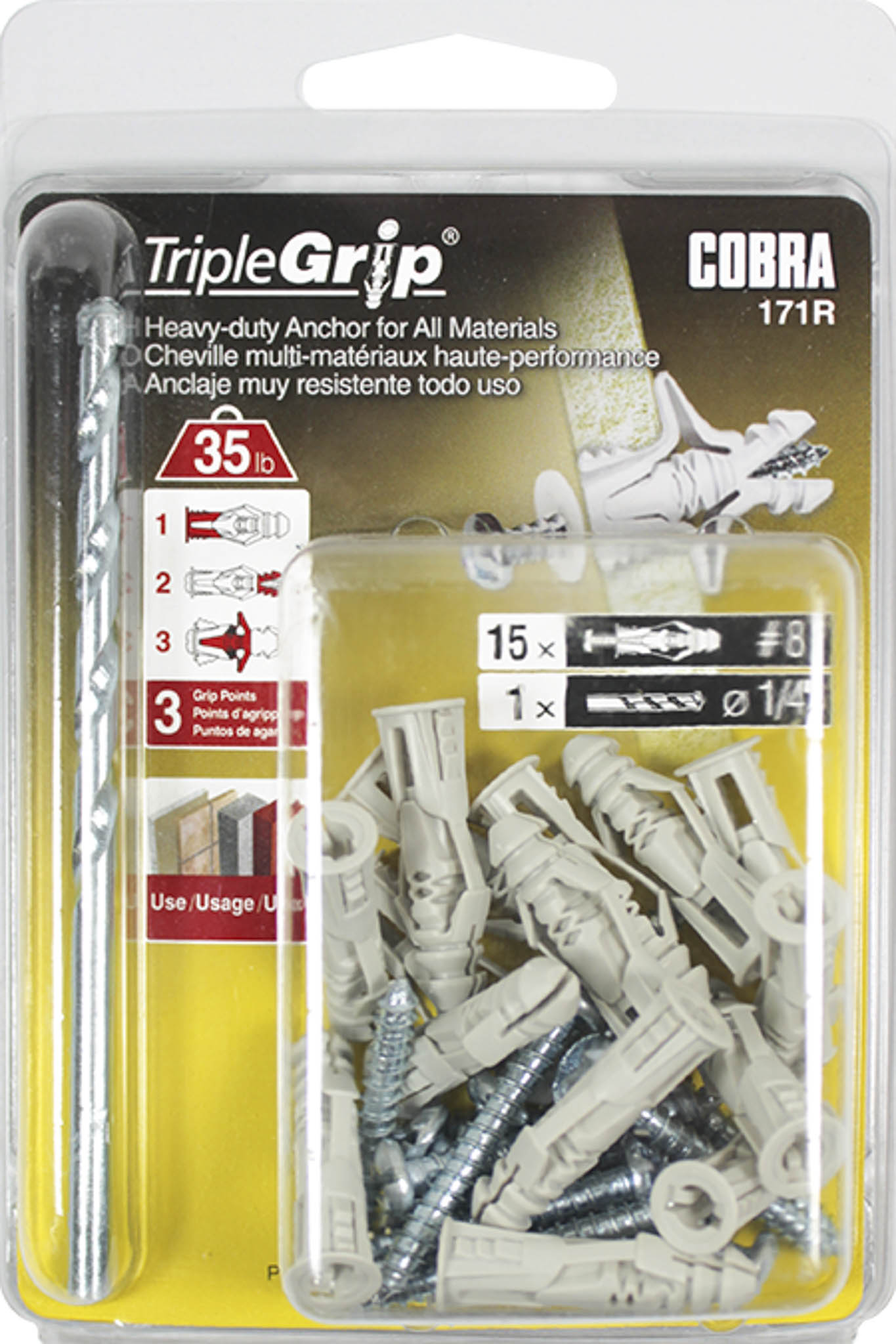 #8 TRIPPLE-GRIP + SCREWS GREY