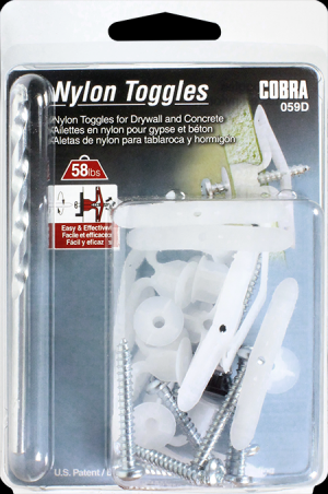 1/4" NYLON TOGGLE LG+SCRW+DRILL