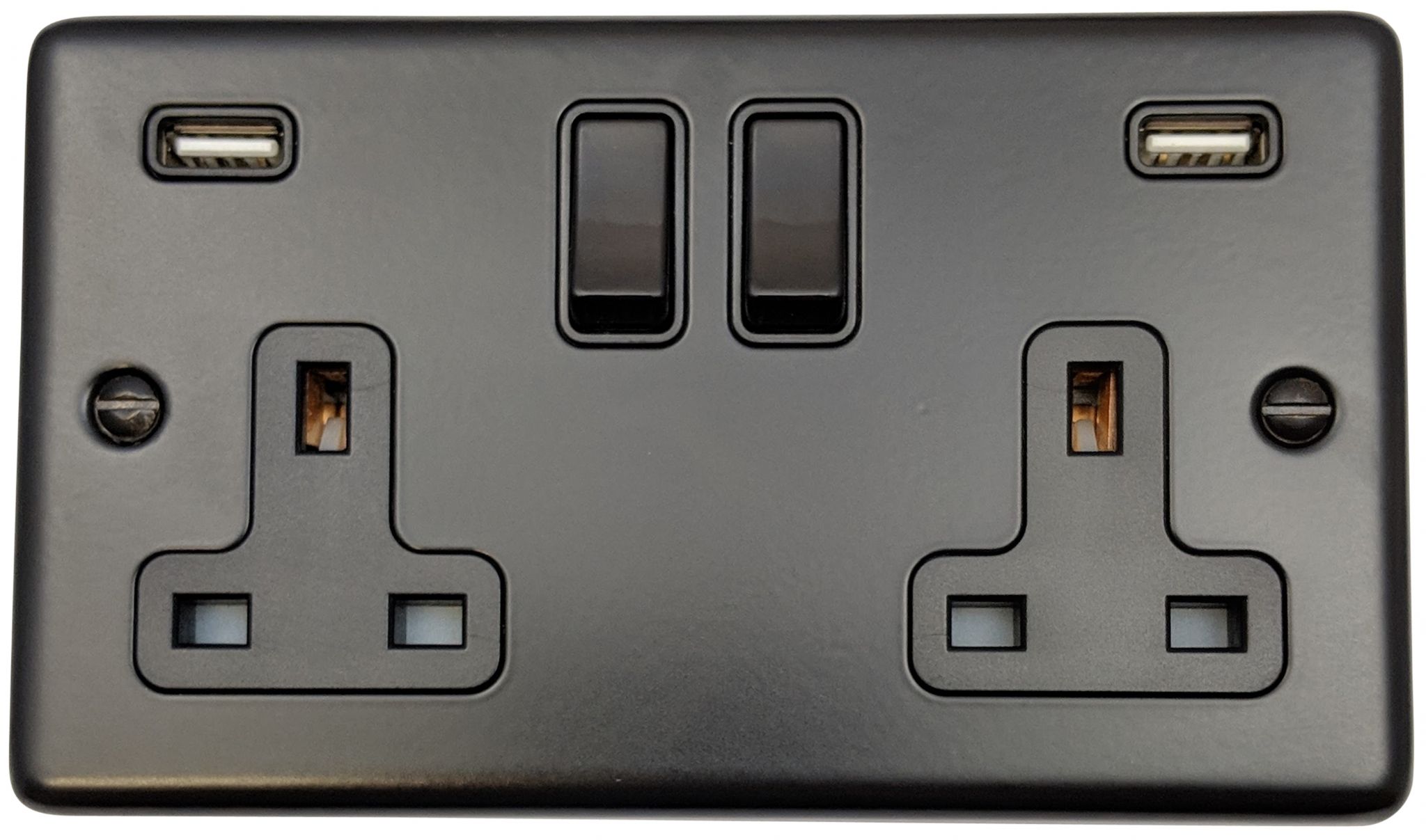 2 GANG USB DOUBLE SOCKET BLK