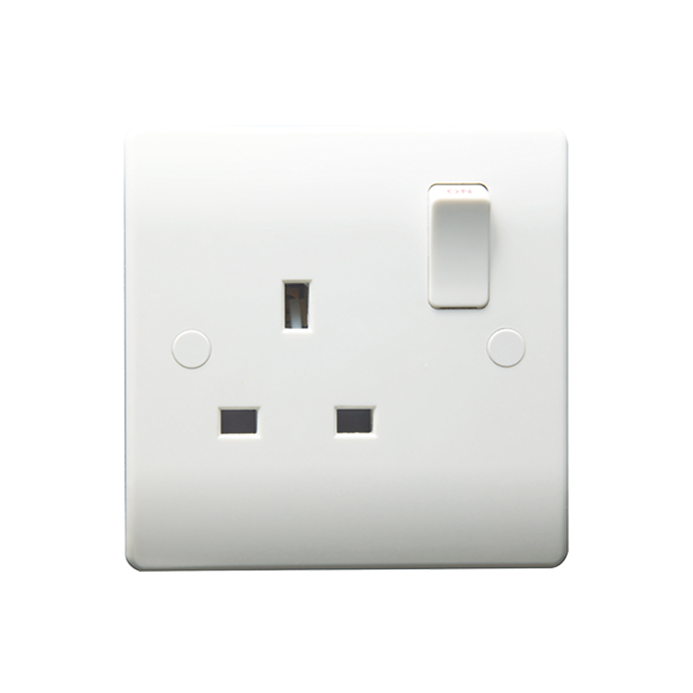 13A 1 Gng Swt Socket SP Rnd Edge