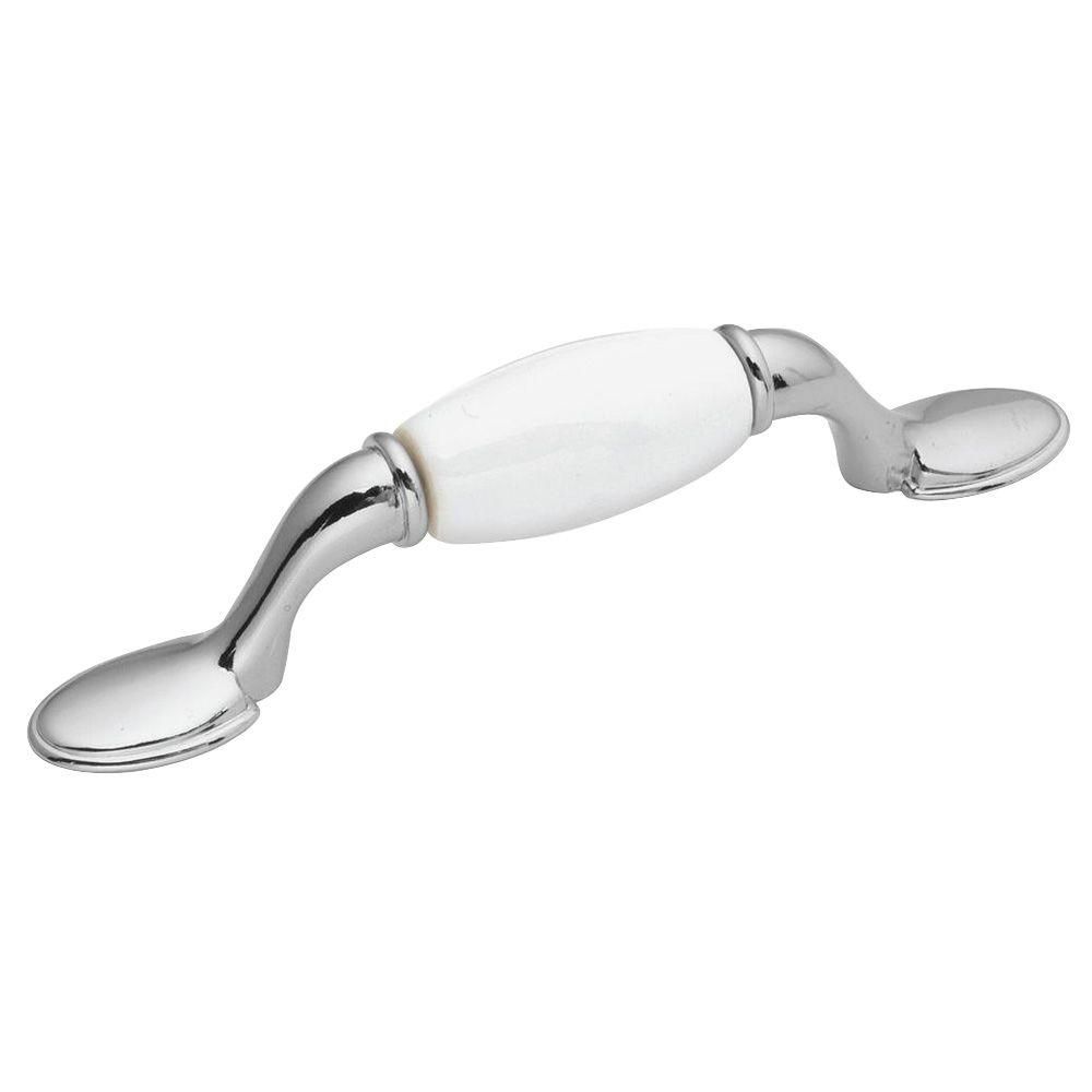 3" CHROME W/WHT CERAMIC PULL