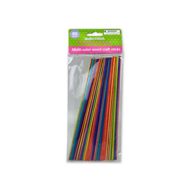 COLORED WOOD CRAFT STKS 80PK