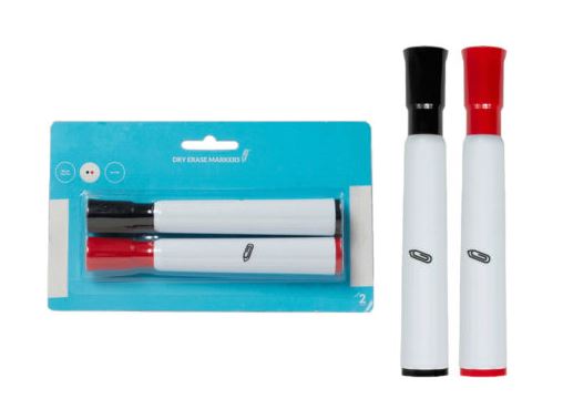 DRY ERASE MRKERS BLK/RED 2PK