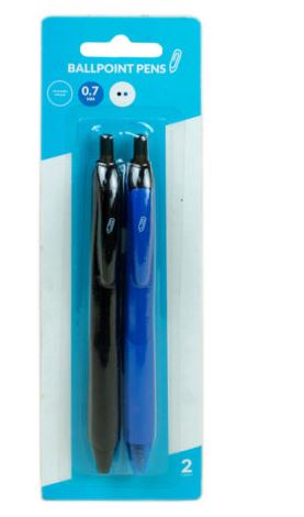 0.7MM BALLPOINT PEN 2PK ASST