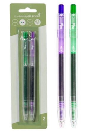 ECO GEL PEN 2PK GRN/PURPLE