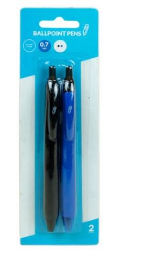 0.7MM BALLPOINT PEN 2PK ASST