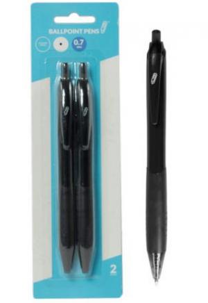 0.7MM BALLPOINT PENS BLK 2PK