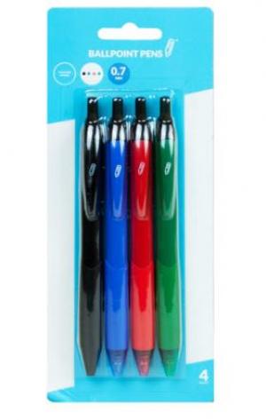 0.7MM 4PK BALLPOINT PEN ASST