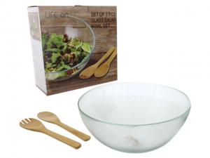 SALAD BOWL GLASS SET 27.5X12CM