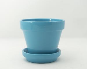 CERAMIC FLOWER POT 4" W/SAUCER