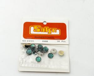 8MM 14PKT GREEN RHINESTONES
