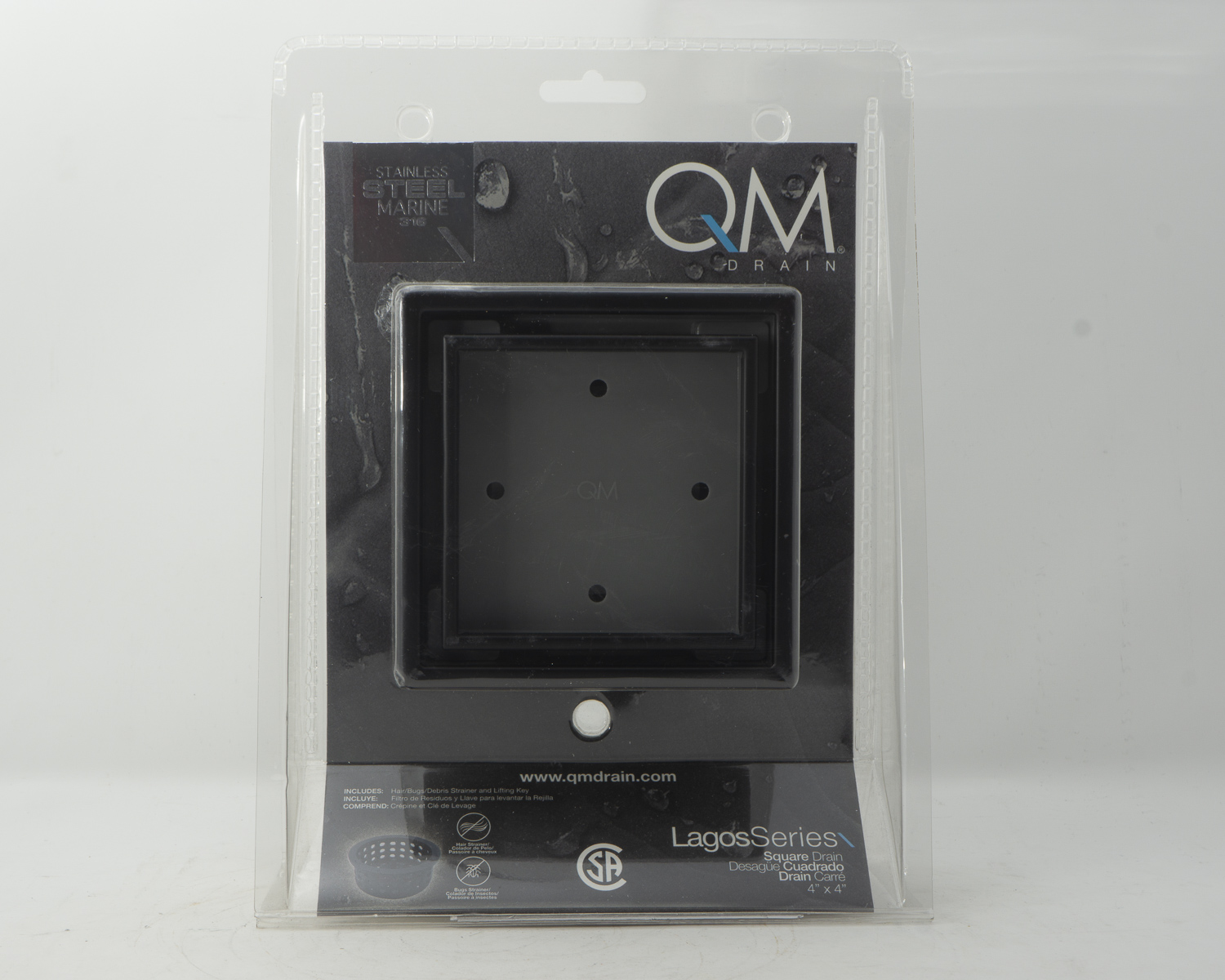 4"X4" SQ DRAIN BLACK/ORB