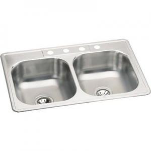 7" SS DOUBLE-BOWL SINK