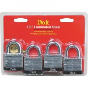 4PK 1-1/2" LAMNT PADLOCK