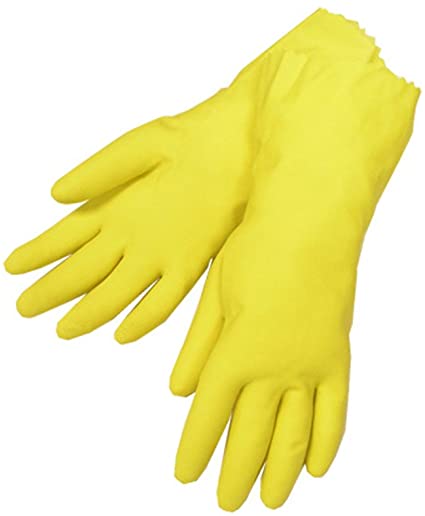 YELLOW LATEX LINED DISH GLV