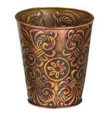 4" METAL PAISLEY PLANTER W/DESGN