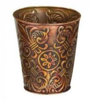 4" METAL PAISLEY PLANTER W/DESGN