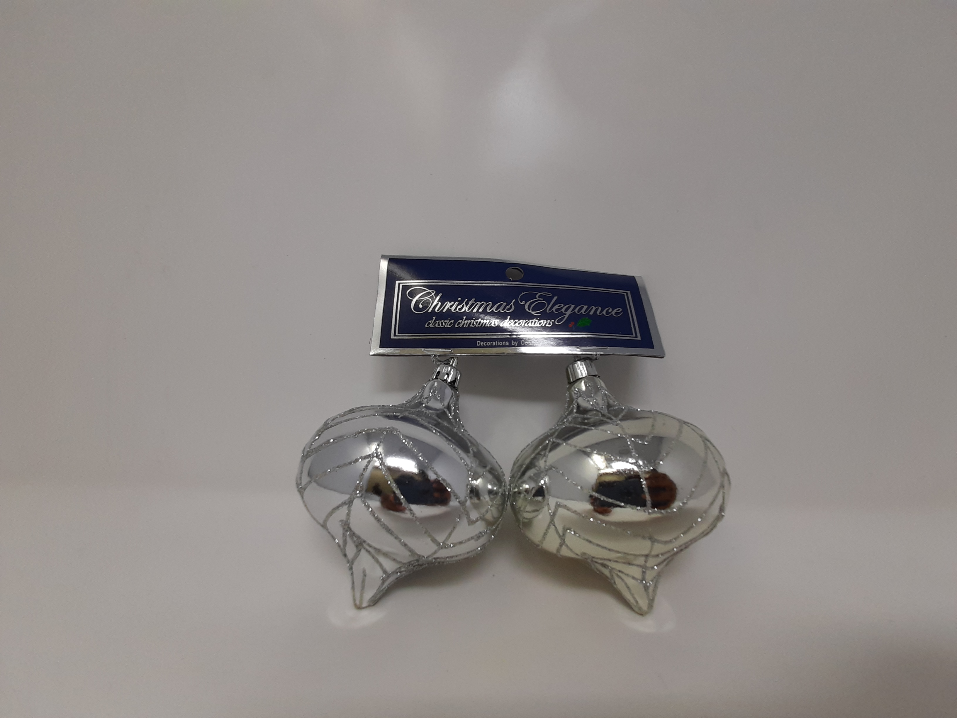 2PK BLUE/SILVER GLITTER ORNAMENT