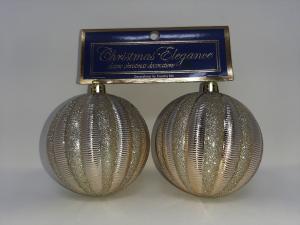 2PK SILVER/BLUE BALL ORNAMENT