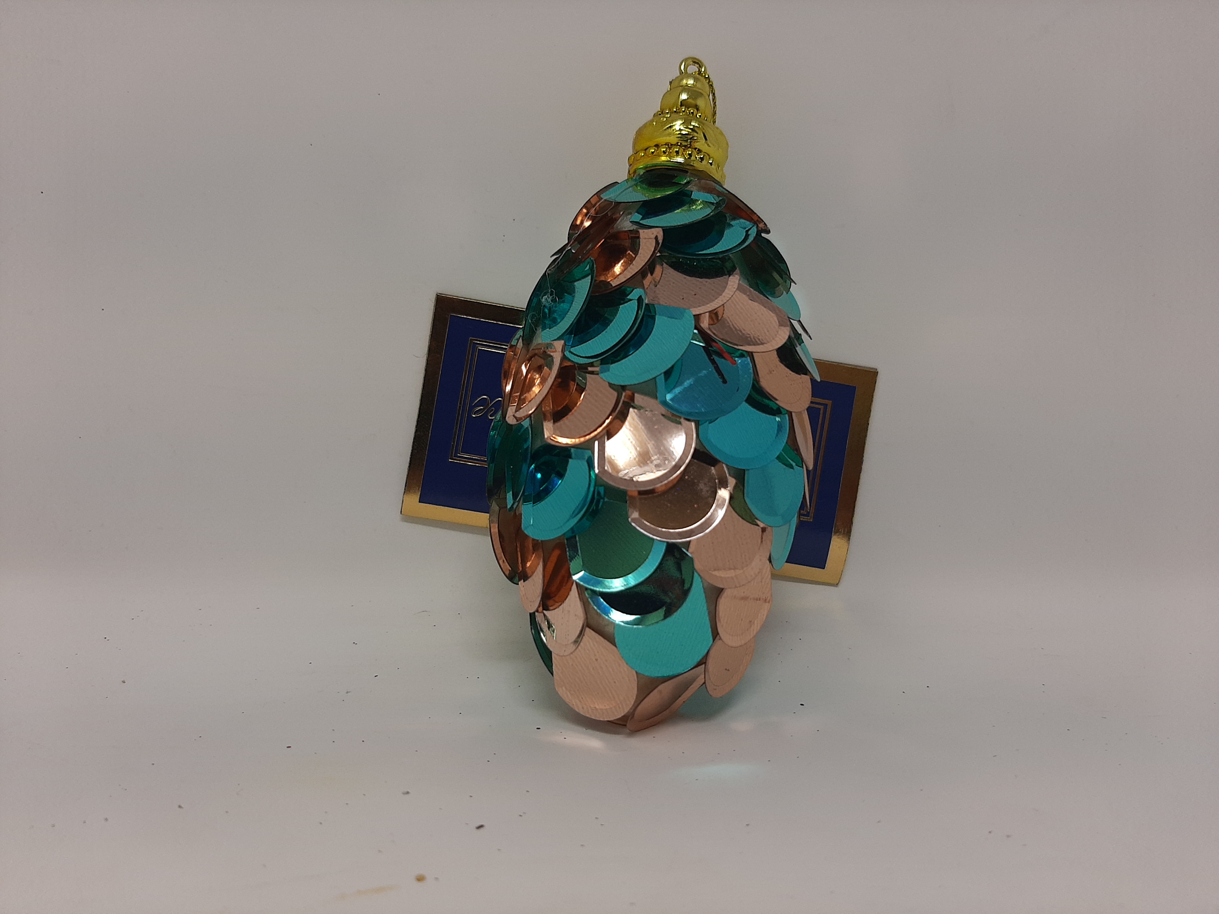 OVAL BALL ORNAMENT BLUE/GOLD