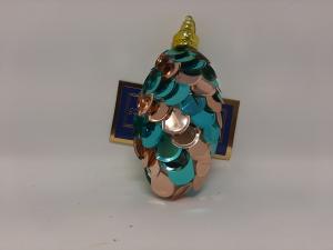 OVAL BALL ORNAMENT BLUE/GOLD