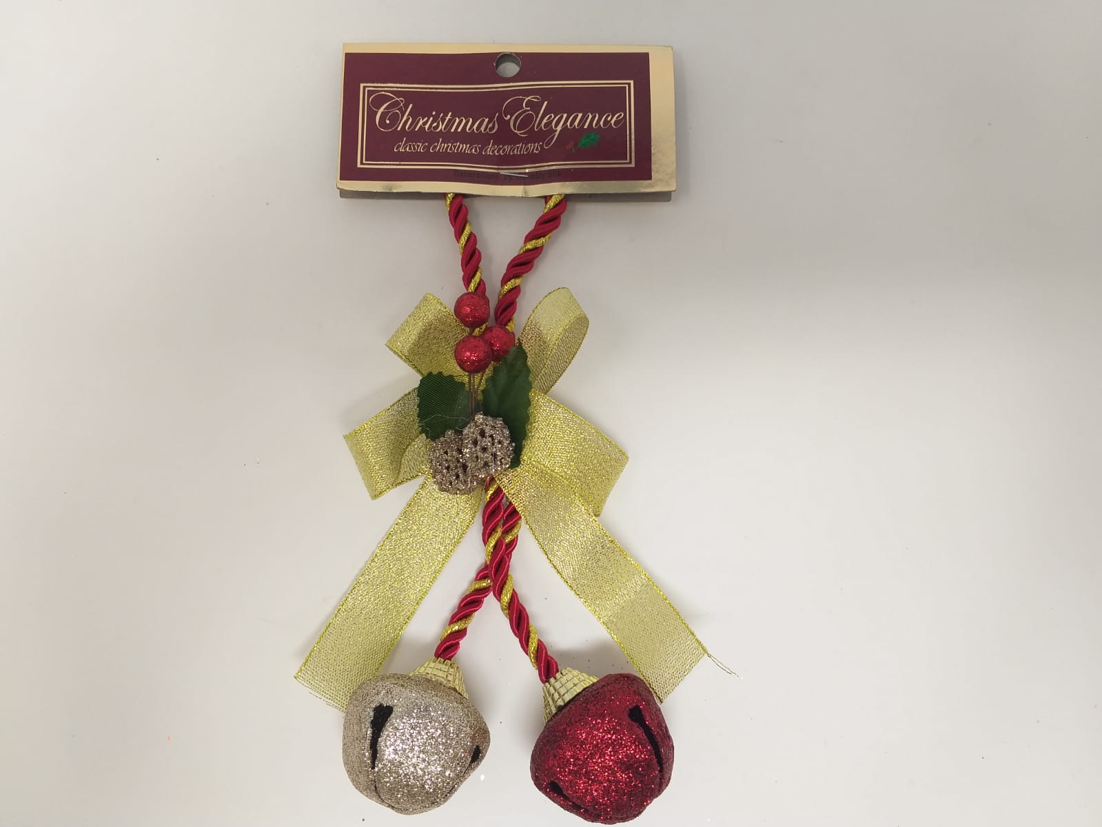 DOOR BELL DECOR RED/GOLD W/BOW