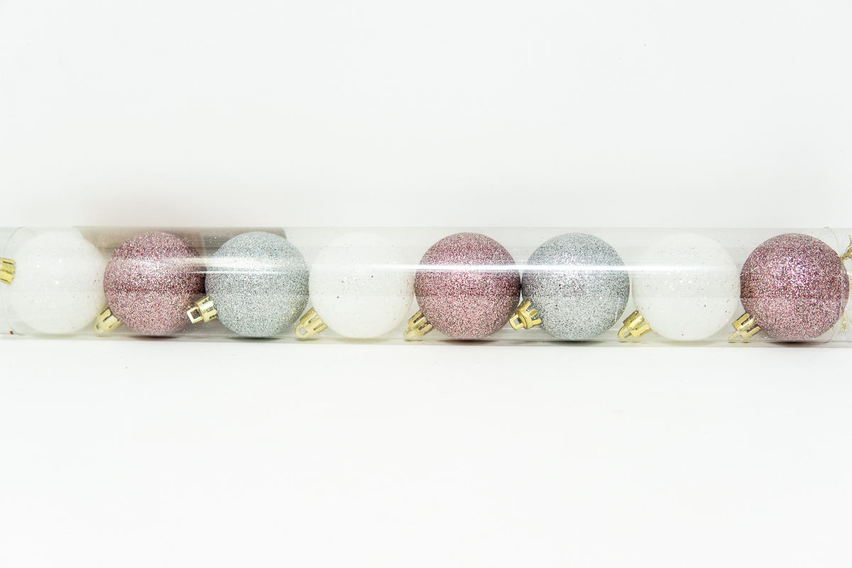8PK GLITTER BALL ORNAMENT
