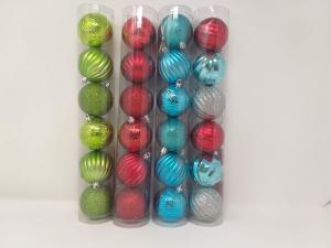 6PK BALL ORNMENT RED/BLUE,SILVER