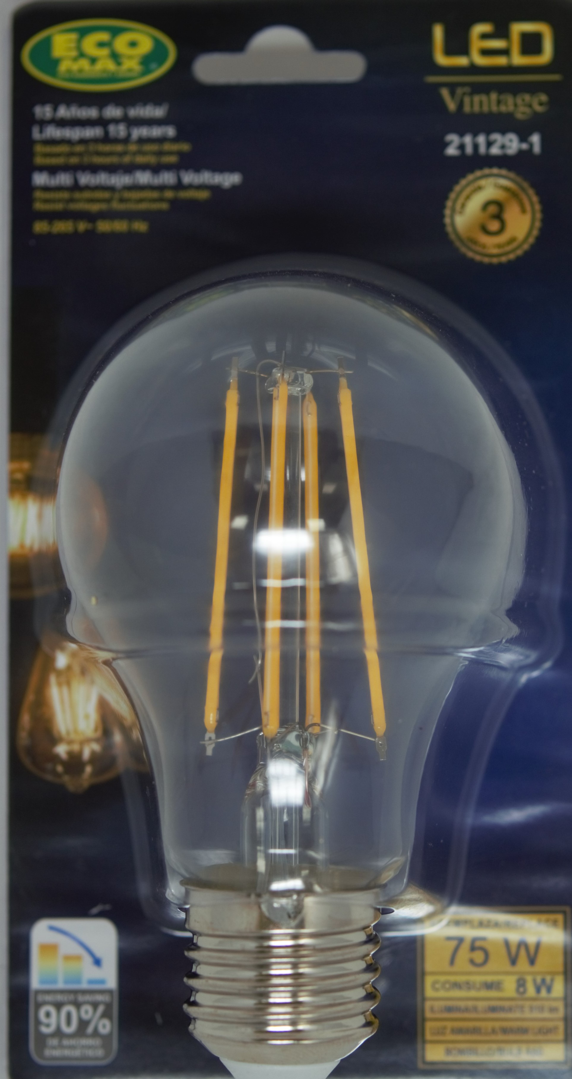 8W LED FILAMENT BULB A60 E27