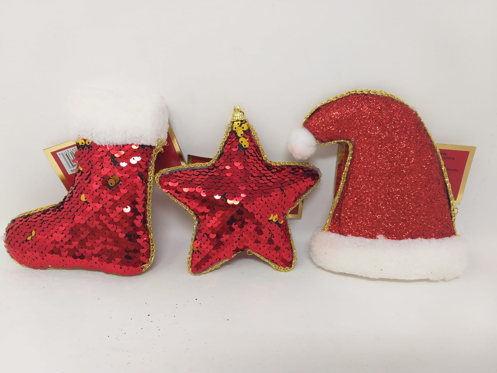 RED/GOLD GLITTER HAT DECOR