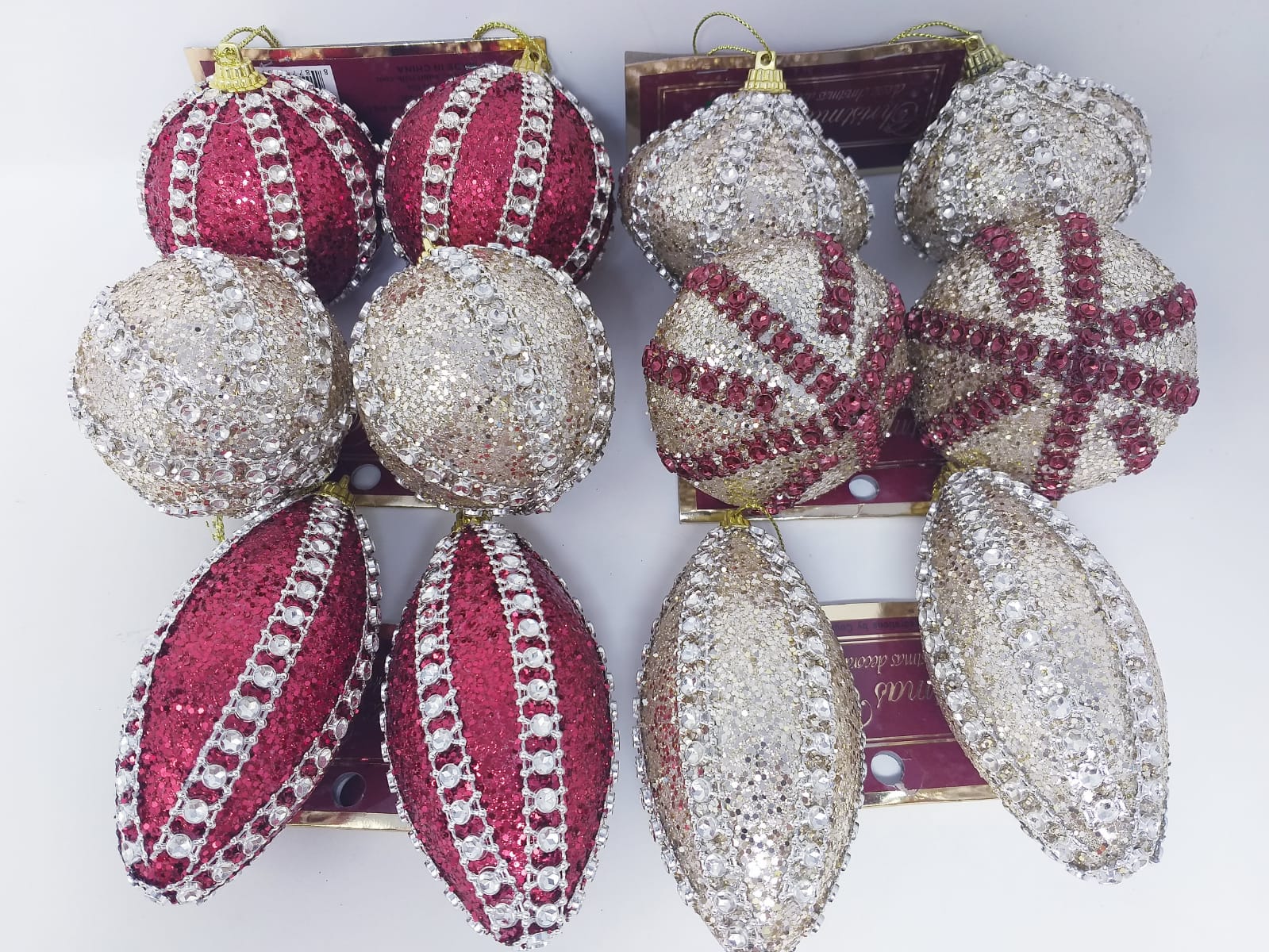2PK GOLD/SILVER OVAL ORNAMENT