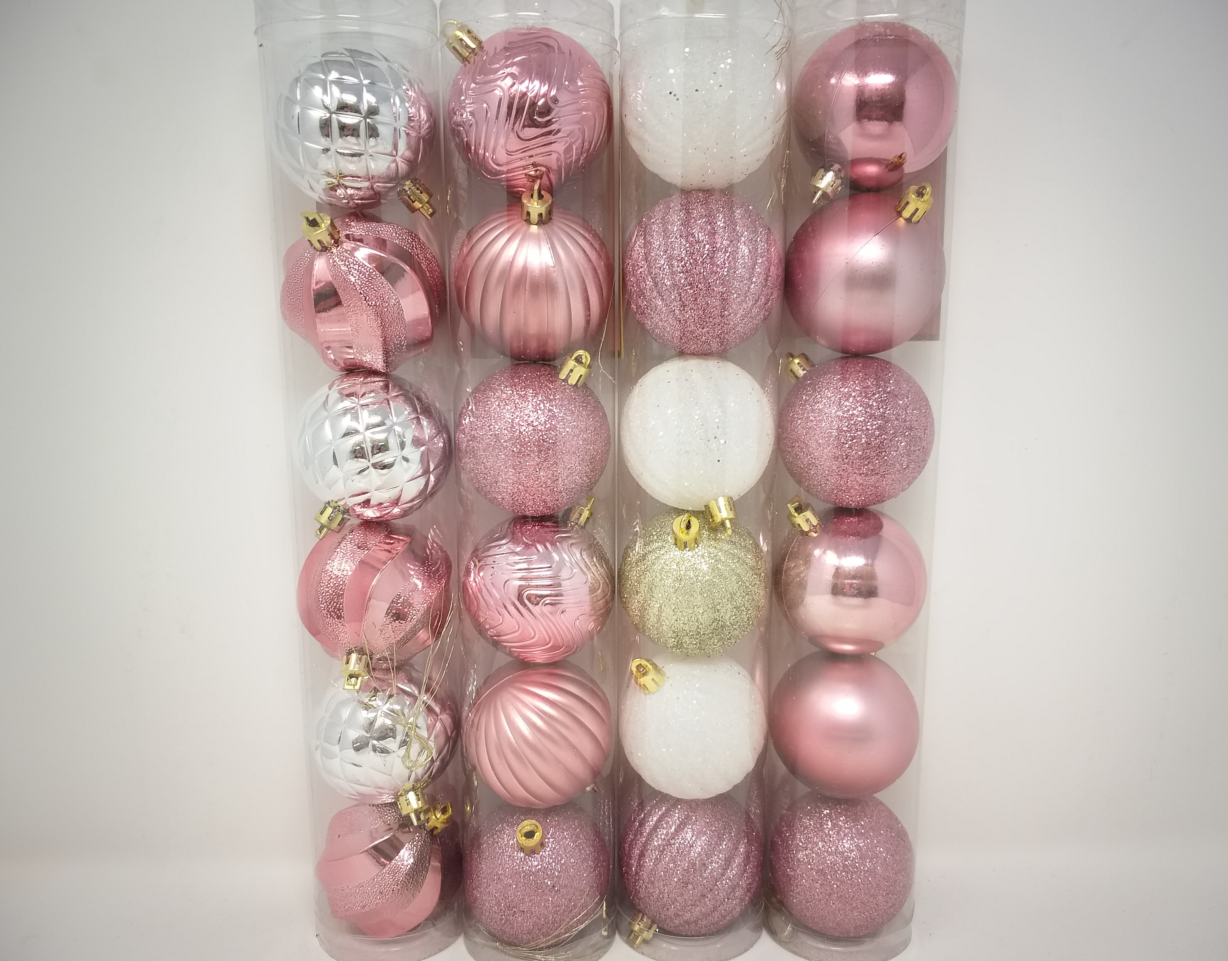 6PK PINK/SILVER DECORATIVE BALL