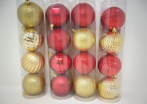 4pkt BALL ORNAMENT RED/GOLD