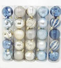 5PK BLUE GLITTER BALL ORNAMENT