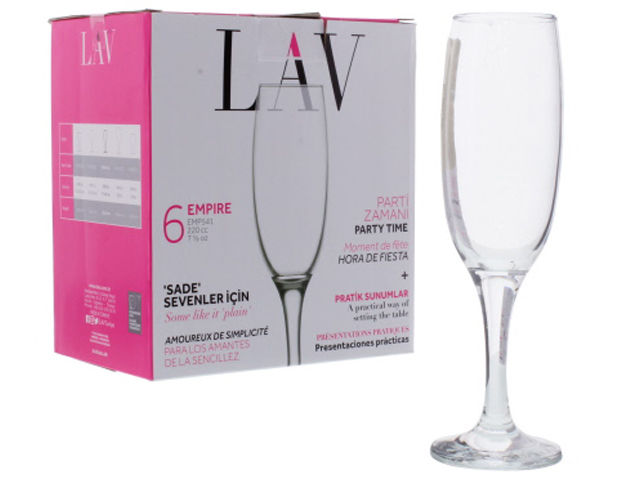CHAMPAGNE FLUTE 6 PC 7.5OZ