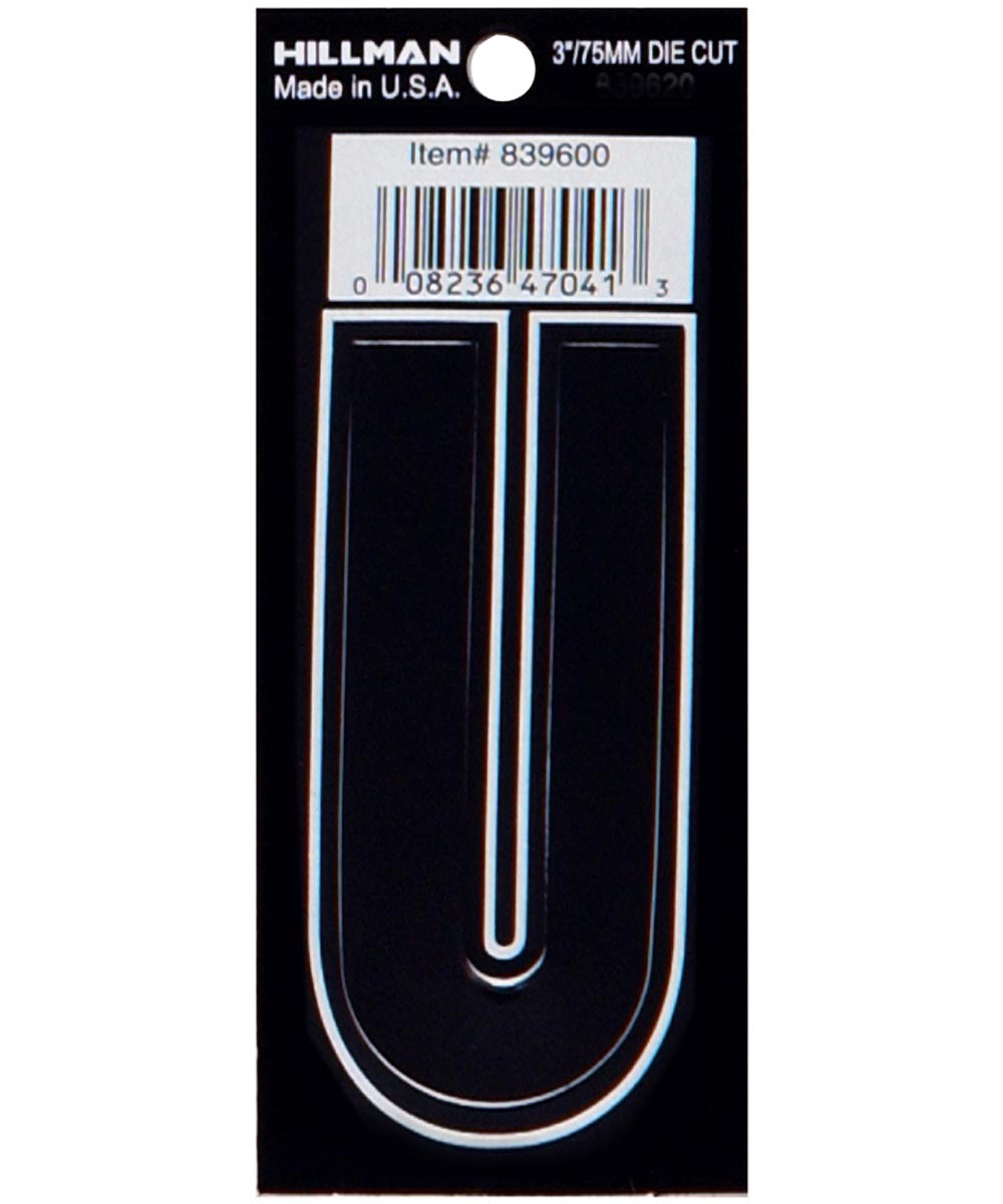3  DIE-CUT BLACK VINYL U