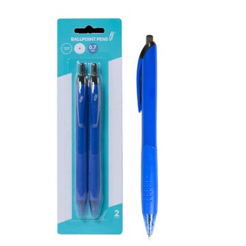 0.7MM BALLPOINT PEN BLUE 2PK