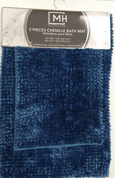 2PC NAVY CHENILLE BATHMAT