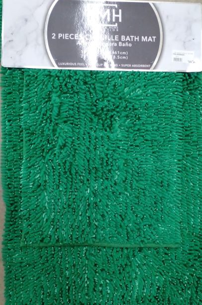 2PC GREEN CHENILLE  BATHMAT
