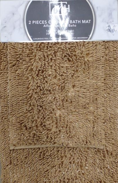 2PC TAUPE CHENILLE BATHMAT