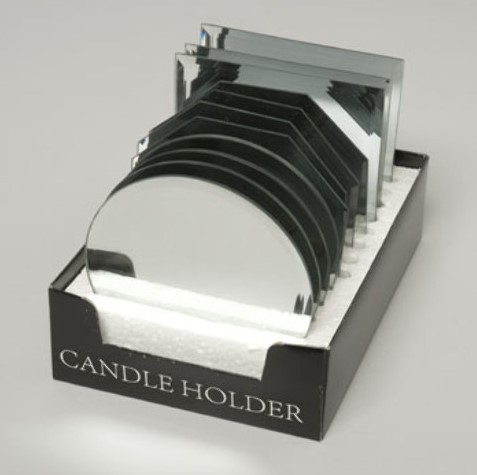 CANDLE PLATE MIRRORED BEVEL