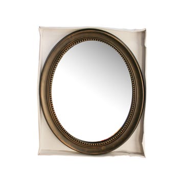 ANTIQ BRONZE FRAMED OVAL MIRROR