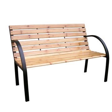 SOLID WOOD & STEEL PARK BENCH