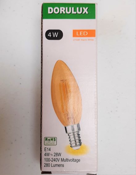 LED FILAMENT BULB AMBER E14 4W