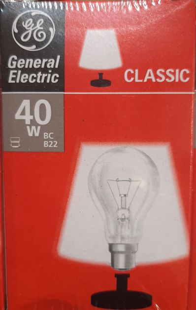 GLS BULB STANDARD CLR 40W B22