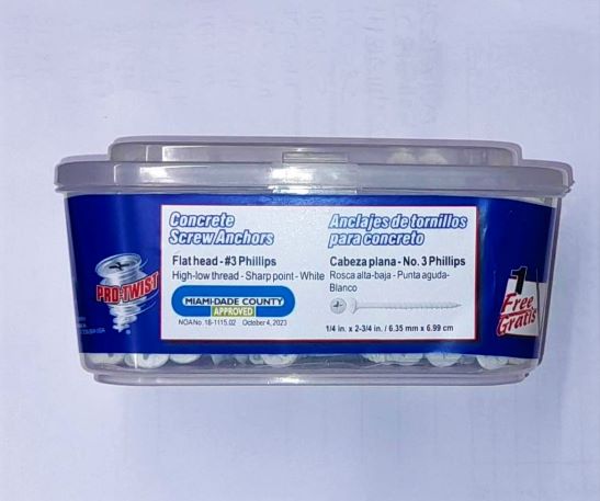 1/4X2-3/4 PH WHT HD CONCRETE