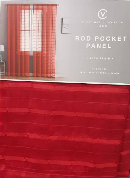 LISA PLAID SHEER ROD PANEL 55X90