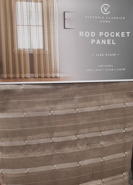 LISA PLAID SHEER ROD PANEL 55X90