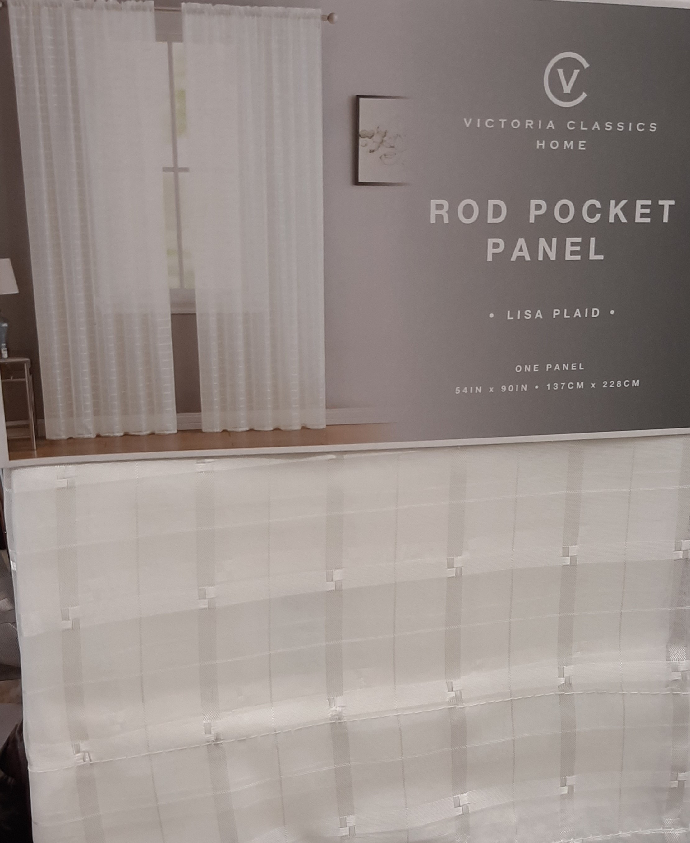LISA PLAID SHEER ROD PANEL 55X84