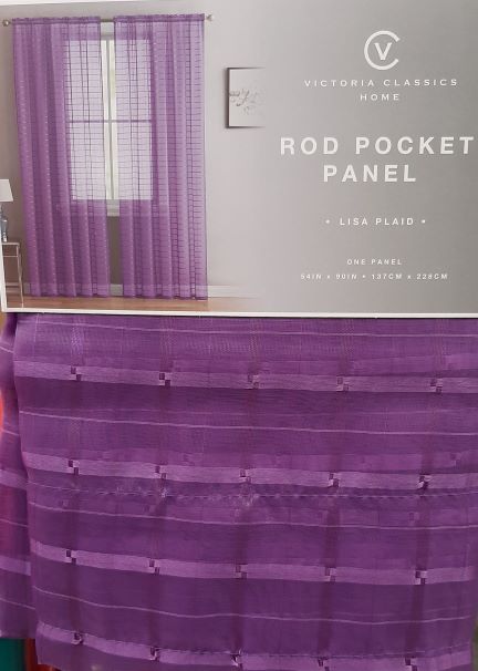 LISA PLAID SHEER ROD PANEL 55X90